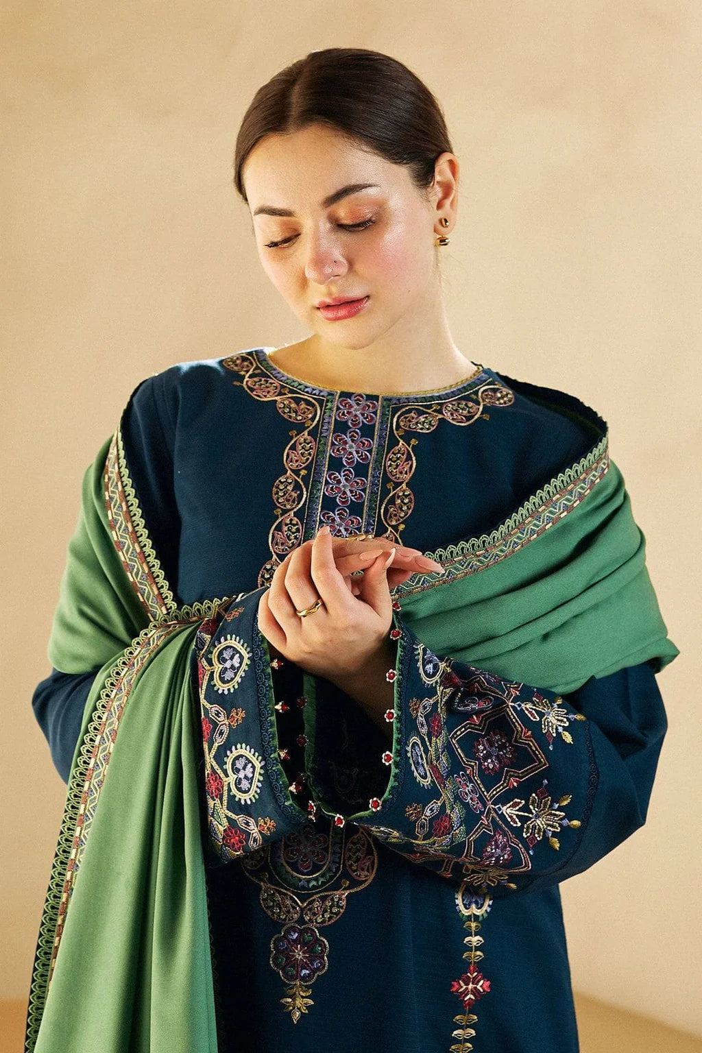 ZARA SHAH JAHAN- 3PC DHANAK EMBROIDERED SUIT-KUN-3130