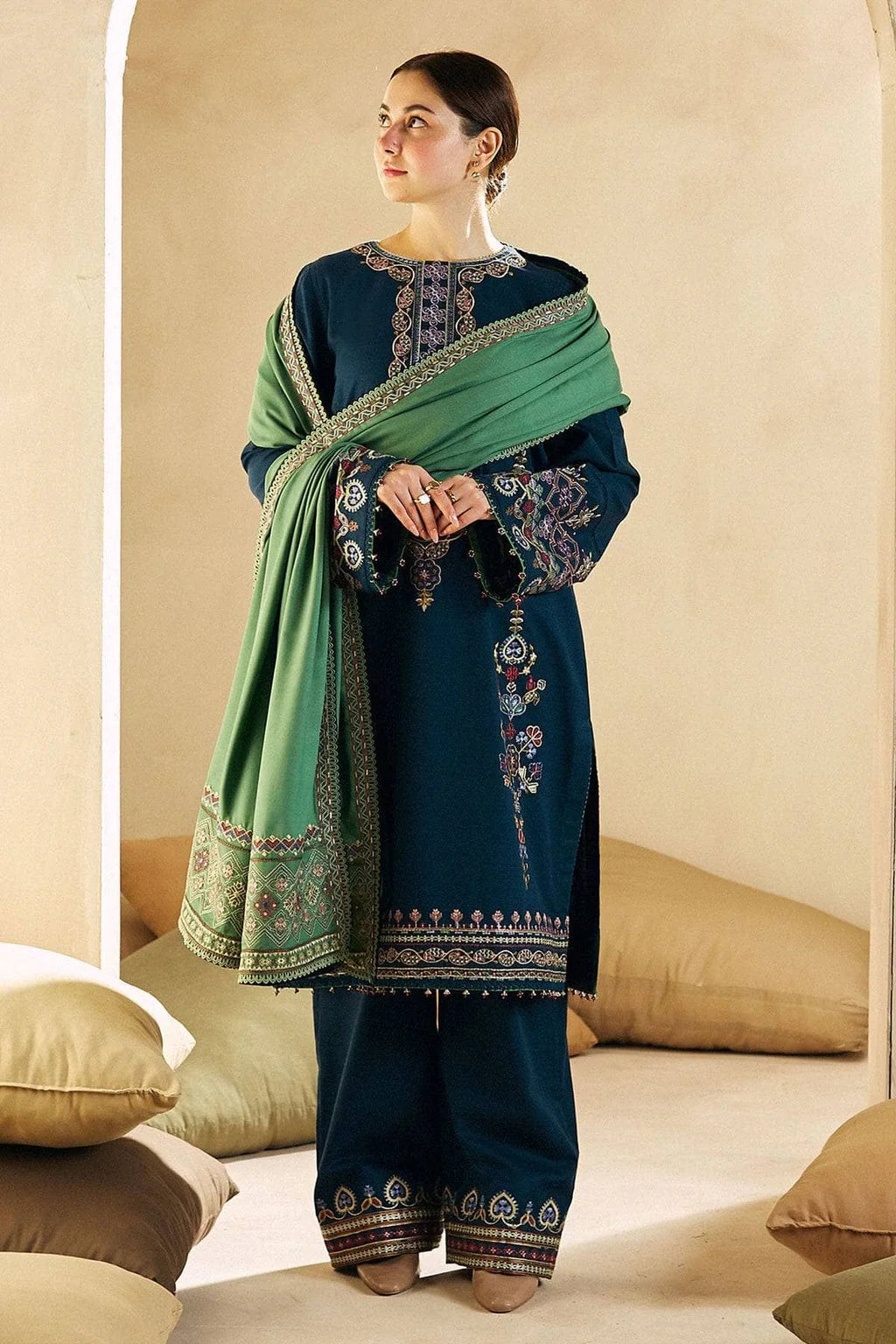 ZARA SHAH JAHAN- 3PC DHANAK EMBROIDERED SUIT-KUN-3130