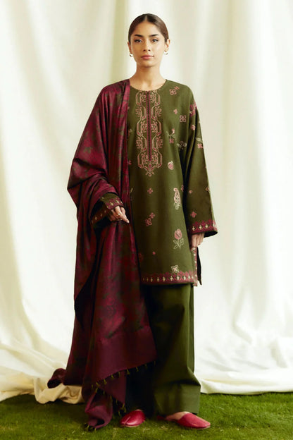 ZARA SHAH JAHAN- 3PC DHANAK EMBROIDERED SUIT-KUN-4046