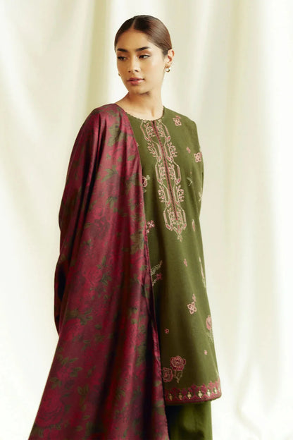 ZARA SHAH JAHAN- 3PC DHANAK EMBROIDERED SUIT-KUN-4046