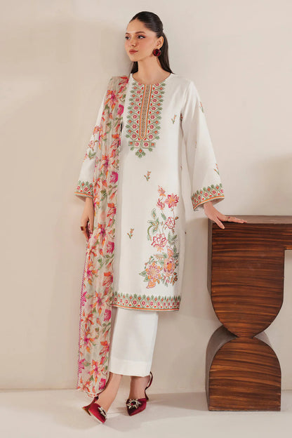 GARNET-3PC LAWN EMBROIDERED SHIRT WITH MONARK PRINT DUPATTA & LAWN TROUSER-KUN-3533