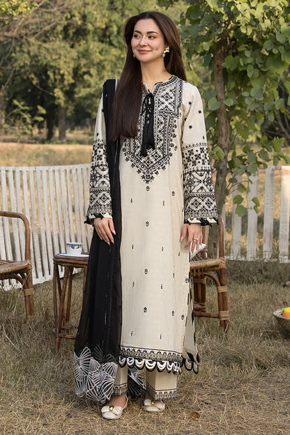 QALAMQAR-3PC DHANAK EMBROIDERED SUIT-KUN-4062