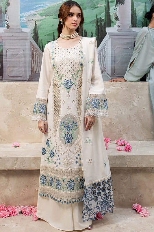 MAHNUR-3PC DHANAK LASER CUT EMB SUIT- KUN-4103