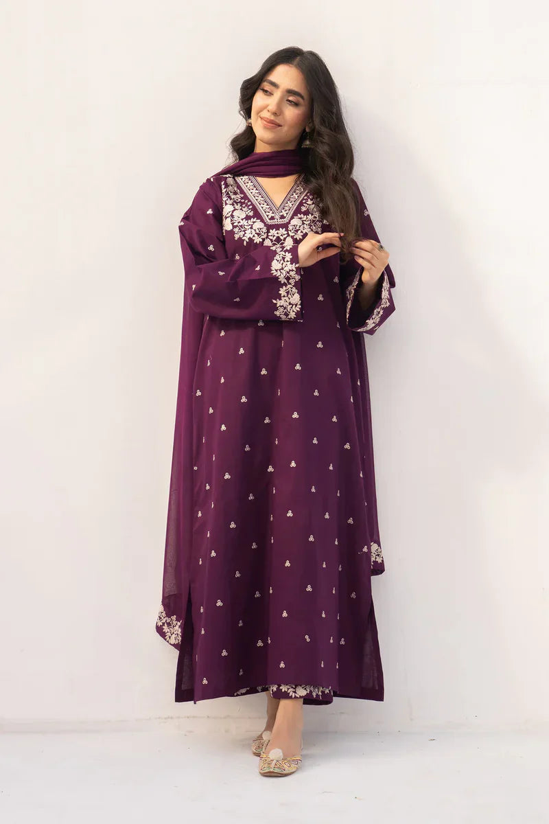 JAZMIN-3PC DHANAK EMBROIDERED SUIT KUN-2373